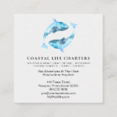 *~*抽象芸術水彩の海遊岸のイルカ スクエア名刺 (裏面)
