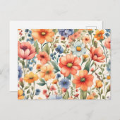 抽象芸術水彩の花(任意の大事な行事) ポストカード (正面/裏面)