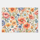 抽象芸術水彩の花(任意の大事な行事) ラッピングペーパーシート (正面3)