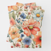 抽象芸術水彩の花(任意の大事な行事) ラッピングペーパーシート (インサイチュ)