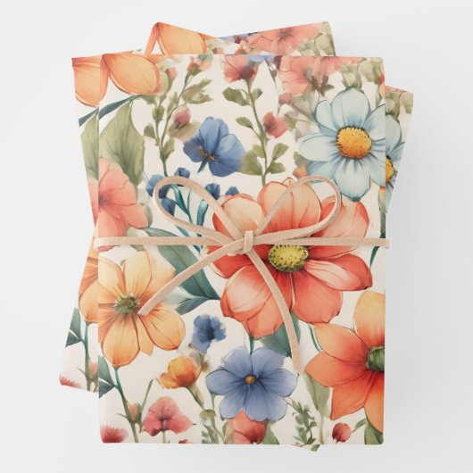 抽象芸術水彩の花(任意の大事な行事) ラッピングペーパーシート (インサイチュ)