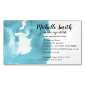 抽象芸術水彩アクアブルースプラッシュブラシストローク マグネット名刺 (正面)