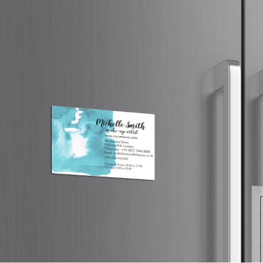 抽象芸術水彩アクアブルースプラッシュブラシストローク マグネット名刺