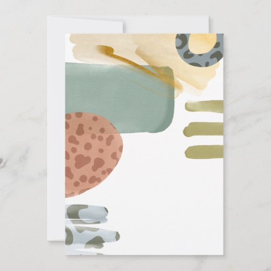 抽象芸術水彩アニマルプリント絵を描ベビーシャワー 招待状 (裏面)