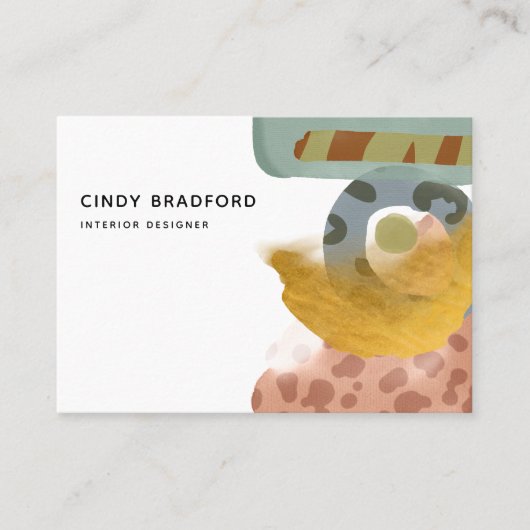 抽象芸術水彩アニマルプリント絵を描 名刺 (正面)