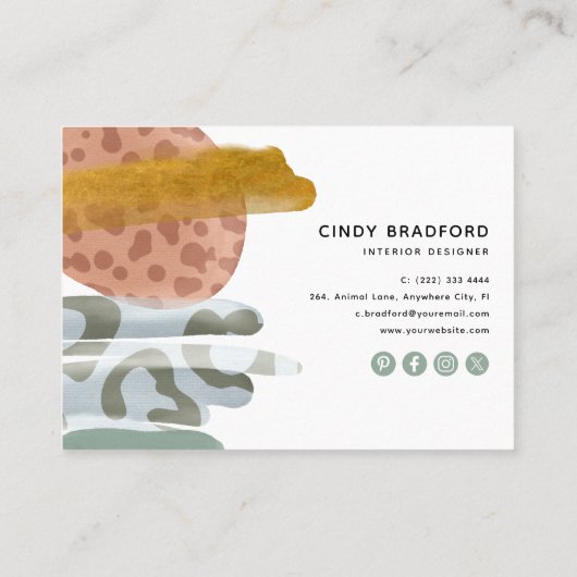 抽象芸術水彩アニマルプリント絵を描 名刺 (裏面)