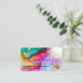 抽象芸術水彩アートクレジットカードスタイル金ゴールド 名刺 (スタンド正面)