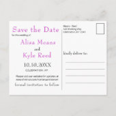 抽象芸術水彩インク明るい赤紫色ピンクティール(緑がかった色)金ゴールド 案内ポストカード (裏面)