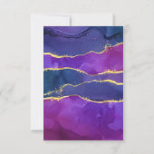 抽象芸術水彩インク明るい赤紫色ピンクパープル金ゴールド 出欠カード (裏面)