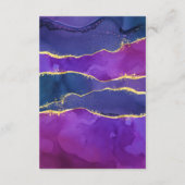 抽象芸術水彩インク明るい赤紫色ピンクパープル金ゴールドE エンクロージャーカード (裏面)