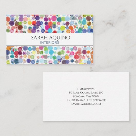抽象芸術水彩インテリア設計者 名刺 (正面/裏面)
