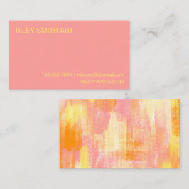 抽象芸術水彩オレンジイエローピンクシンプル色 名刺