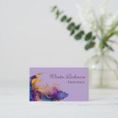 抽象芸術水彩カラフル及び金色インク 名刺 (スタンド正面)