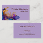 抽象芸術水彩カラフル及び金色インク 名刺 (正面/裏面)