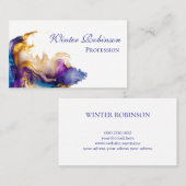 抽象芸術水彩カラフル及び金色インク 名刺 (正面/裏面)