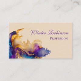 抽象芸術水彩カラフル及び金色インク 名刺