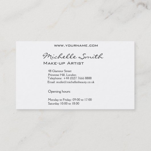 抽象芸術水彩カラフル女性メイクアップブランディング 名刺 (裏面)