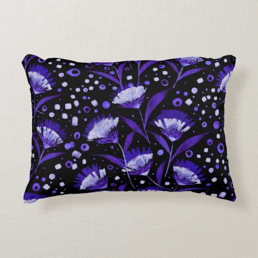 抽象芸術水彩カーネーション花パターン アクセントクッション (正面)