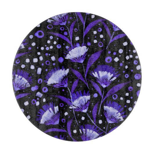 抽象芸術水彩カーネーション花パターン カッティングボード (正面)