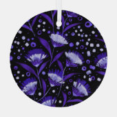 抽象芸術水彩カーネーション花パターン ガラスオーナメント (裏面)