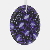 抽象芸術水彩カーネーション花パターン ガラスオーナメント (正面右)