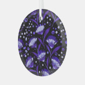 抽象芸術水彩カーネーション花パターン ガラスオーナメント (正面左)