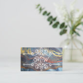 抽象芸術水彩クラシーレトロフローリッシュモノグラム 名刺 (スタンド正面)