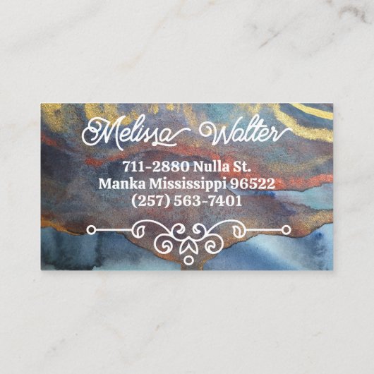 抽象芸術水彩クラシーレトロフローリッシュモノグラム 名刺 (裏面)