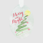 抽象芸術水彩クリスマスツリー楕円形の写真 オーナメント (正面)