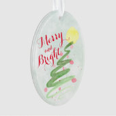 抽象芸術水彩クリスマスツリー楕円形の写真 オーナメント (正面)