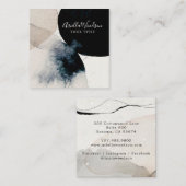 抽象芸術水彩クリーム及びブラックビジネスカード スクエア名刺 (正面/裏面)