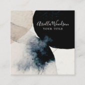 抽象芸術水彩クリーム及びブラックビジネスカード スクエア名刺 (正面)