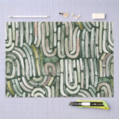 抽象芸術水彩グリーンパス包装紙 薄葉紙 (クラフト)