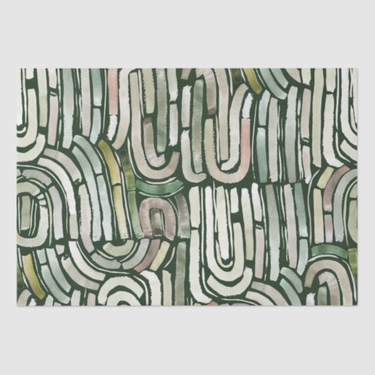 抽象芸術水彩グリーンパス包装紙 薄葉紙 (正面)