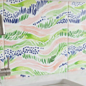 抽象芸術水彩グリーンピンクブルー装飾 タイル