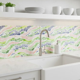 抽象芸術水彩グリーンピンクブルー装飾 タイル