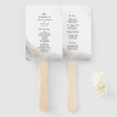 抽象芸術水彩グリーンブラシストロークと金ゴールド ハンドファン (正面&裏面)