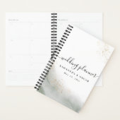 抽象芸術水彩グリーンブラシストロークと金ゴールド プランナー手帳 (ディスプレー)