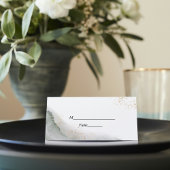 抽象芸術水彩グリーンブラシストロークと金ゴールド プレイスカード