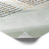 抽象芸術水彩グリーンブラシストロークと金ゴールド ポスター (角)