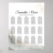 抽象芸術水彩グリーンブラシストロークと金ゴールド ポスター (正面)