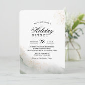 抽象芸術水彩グリーンブラシストロークと金ゴールド 招待状 (スタンド正面)