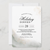 抽象芸術水彩グリーンブラシストロークと金ゴールド 招待状 (正面)