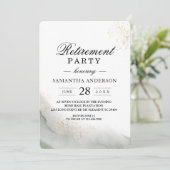 抽象芸術水彩グリーンブラシストロークと金ゴールド 招待状 (スタンド正面)