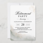 抽象芸術水彩グリーンブラシストロークと金ゴールド 招待状 (正面)