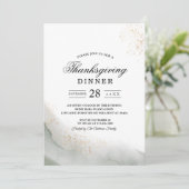 抽象芸術水彩グリーンブラシストロークと金ゴールド 招待状 (スタンド正面)