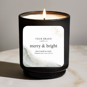 「抽象芸術水彩グリーン&金ゴールドキャンドル スクエアシール