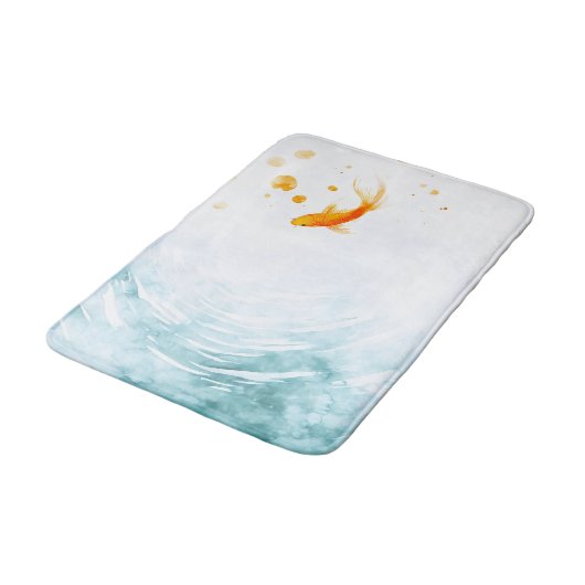 抽象芸術水彩コイ魚セレニティ バスマット (アングル)