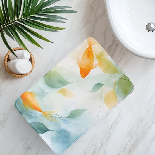 抽象芸術水彩コイ魚セレニティ バスマット