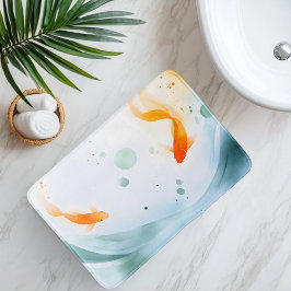 抽象芸術水彩コイ魚セレニティ バスマット